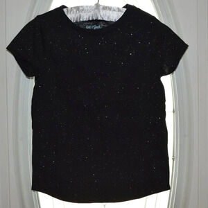 CAT & JACK Girls Black Sparkle Shortsleeve Tshirt Size S 6/6X